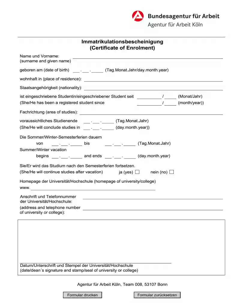 immatrikulationsbescheinigung 2025 Preview on Page 1