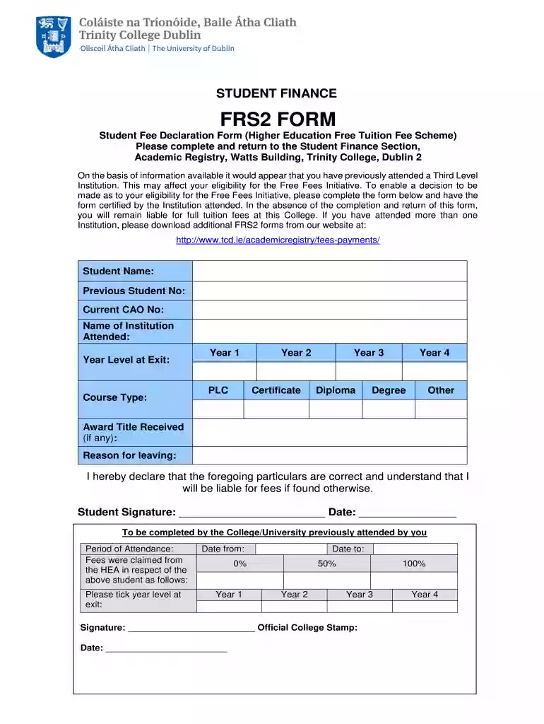 frs2 form Preview on Page 1