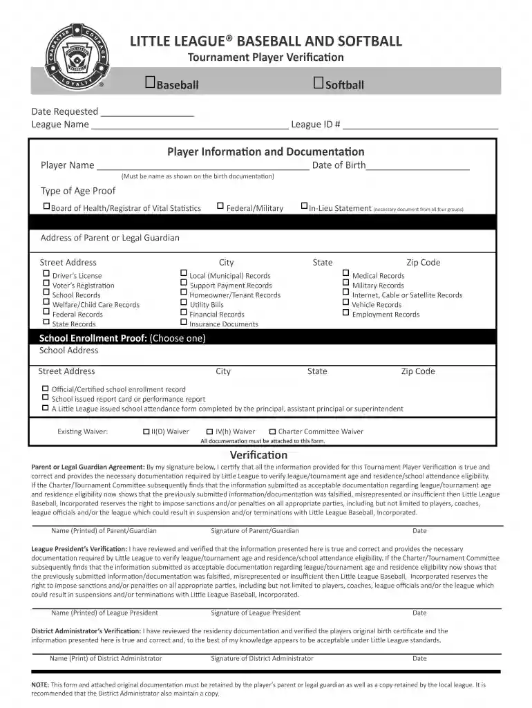 little league forms Preview on Page 1