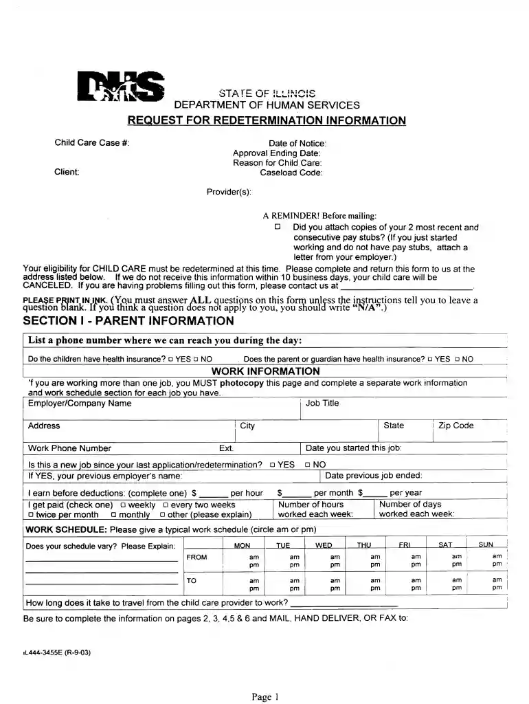 redetermination form Preview on Page 1
