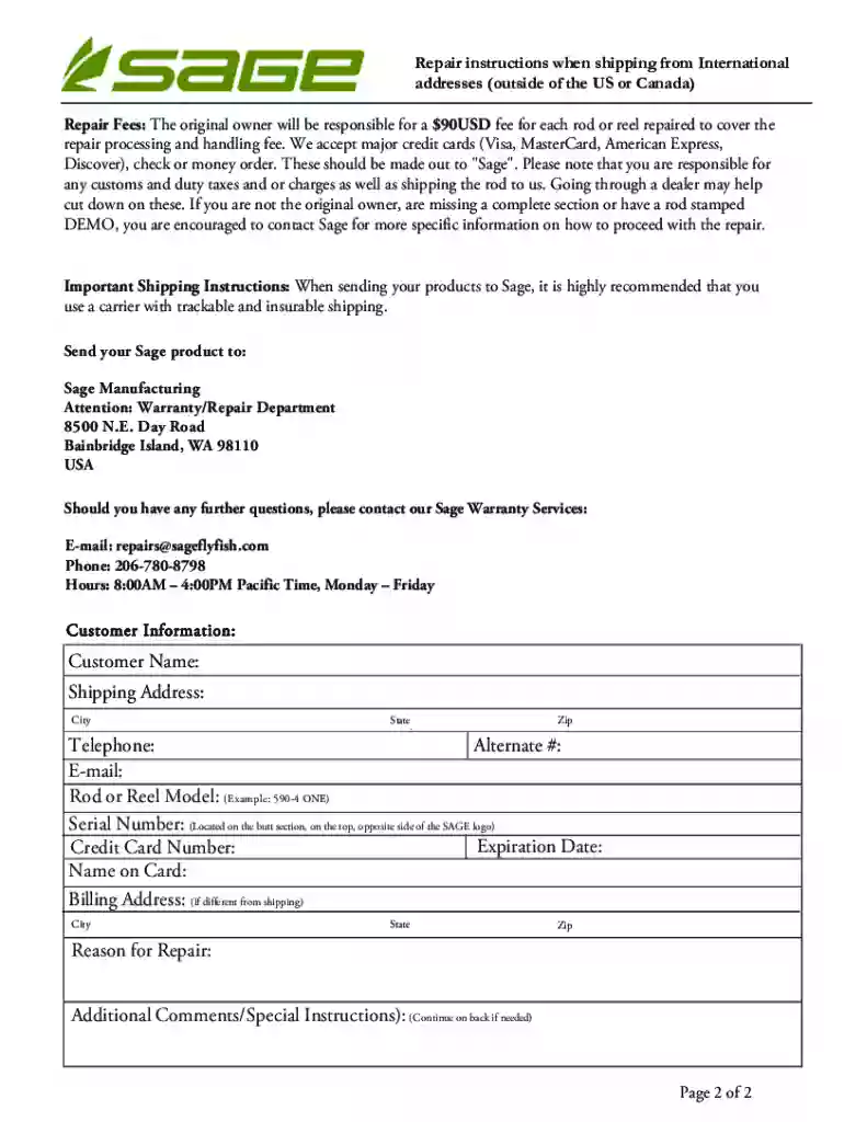 sage fly rod repair Preview on Page 1