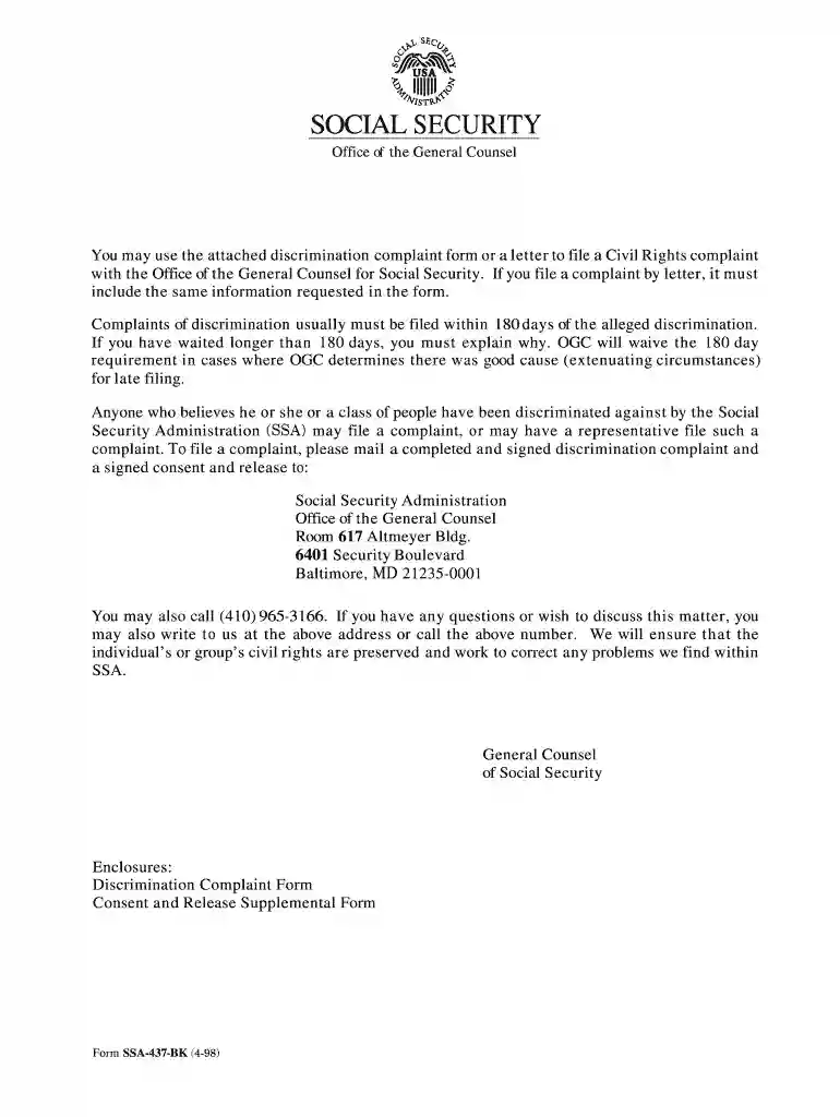 form ssa 437 bk Preview on Page 1