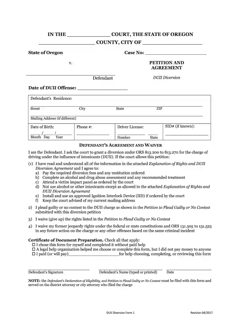 oregon duii diversion forms Preview on Page 1