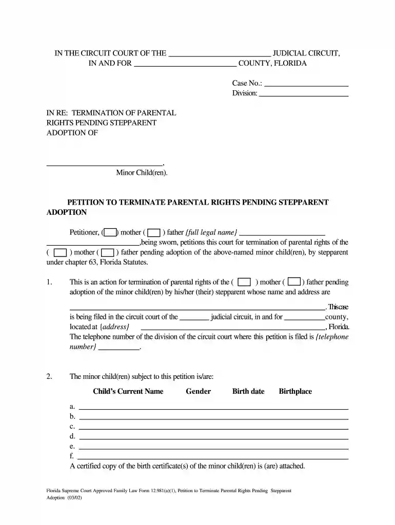 termination of parental rights louisiana form Preview on Page 1