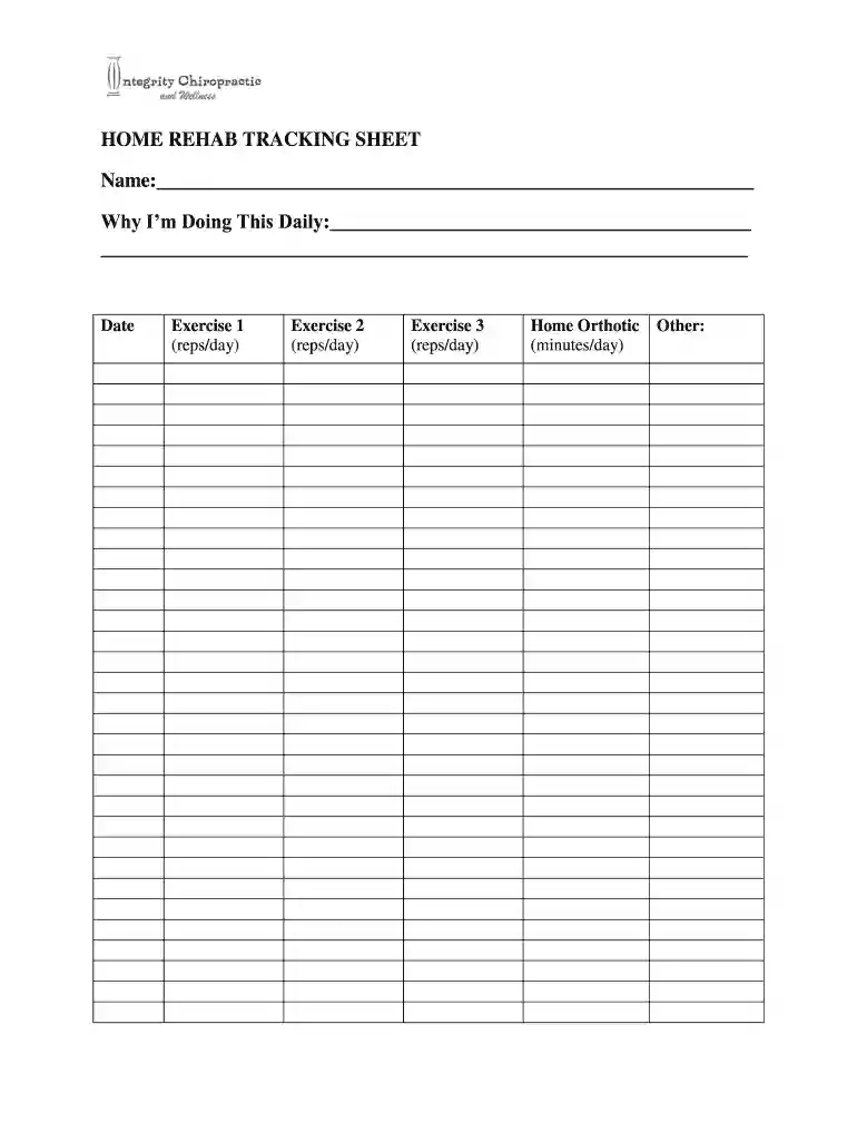 rehab sheet template Preview on Page 1