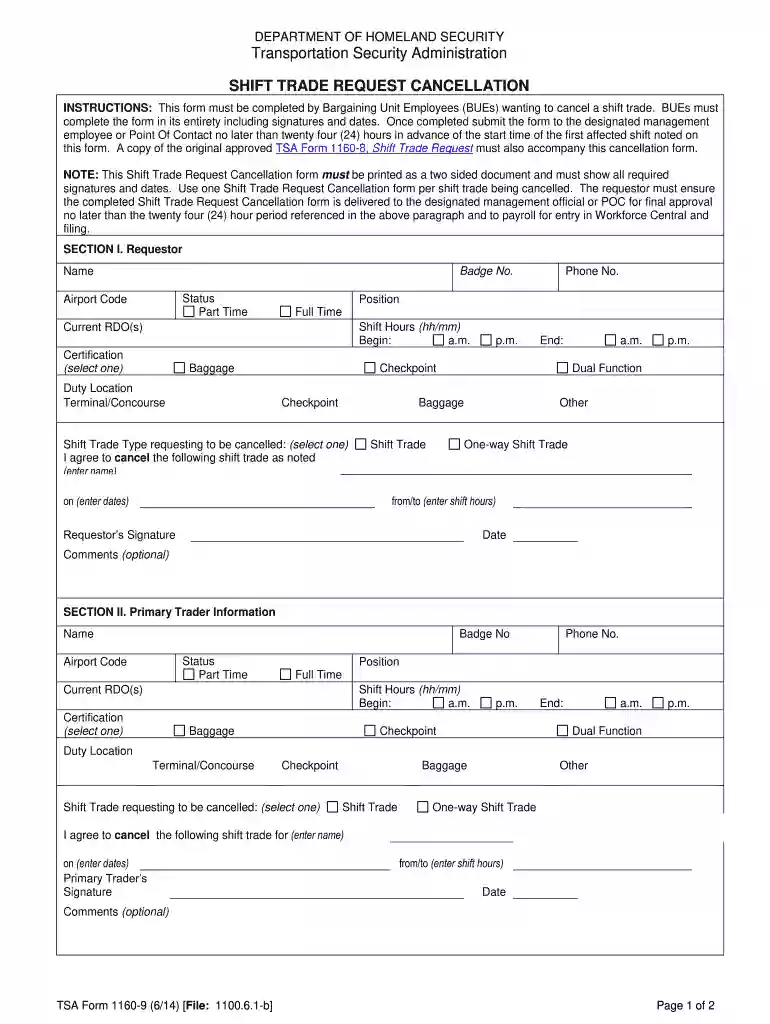 shift trade request form Preview on Page 1