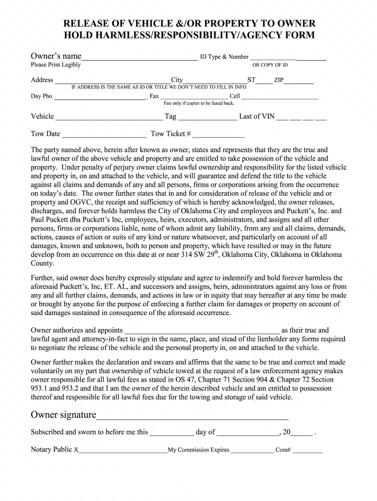 hold harmless letter Preview on Page 1
