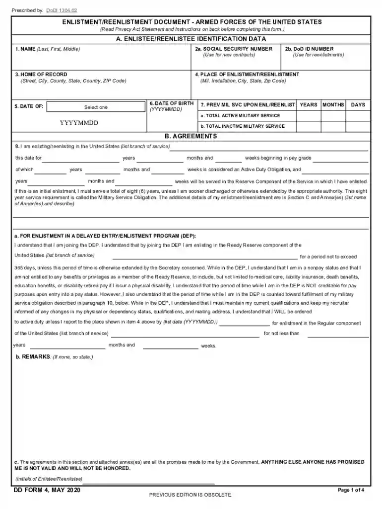 dd form 4 Preview on Page 1