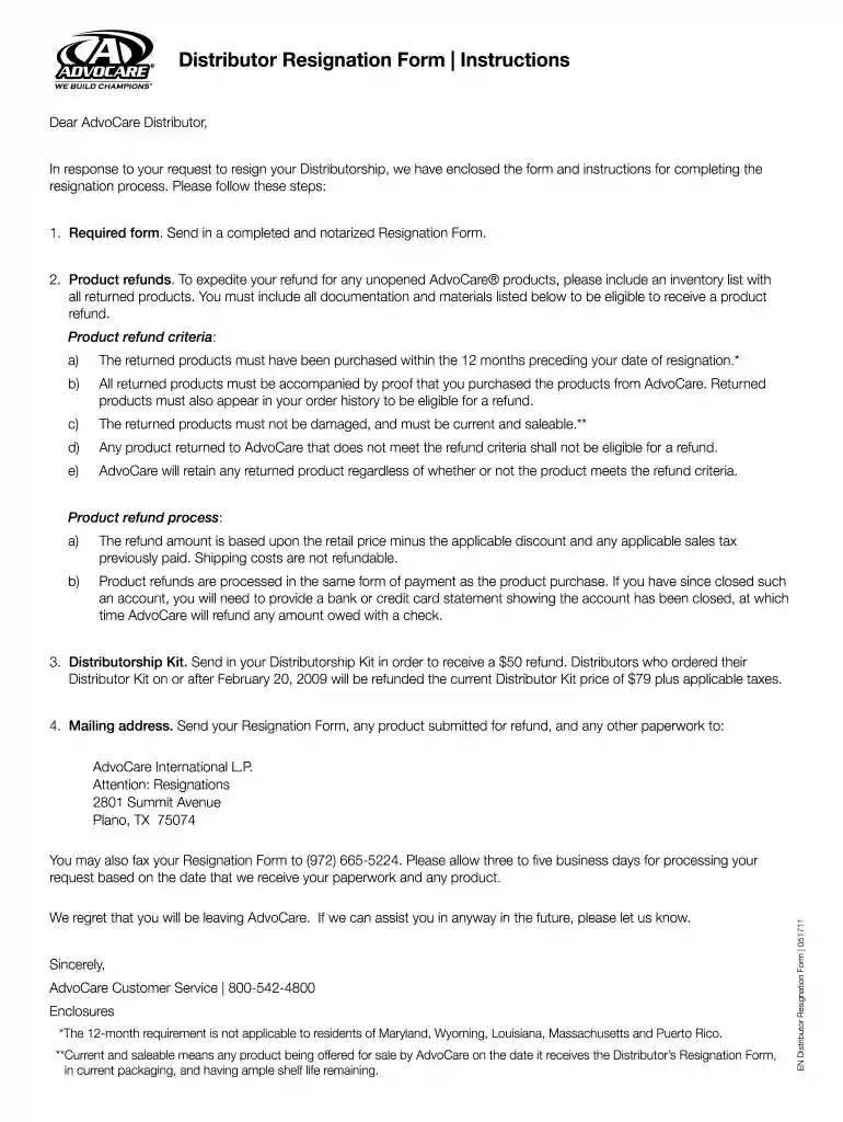 distribution resignation letter Preview on Page 1