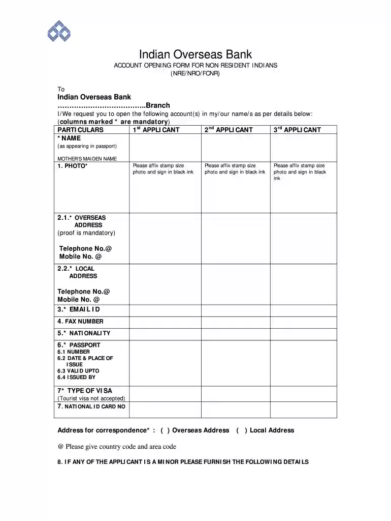 indian overseas bank account opening online Preview on Page 1