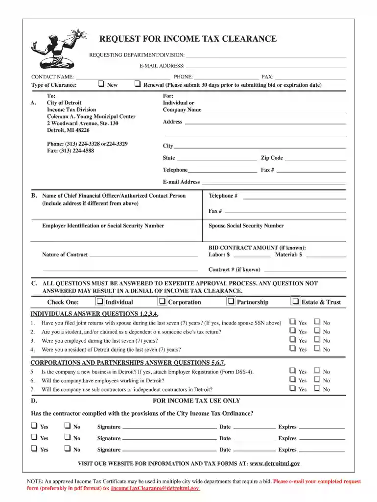 tax clearance application form Preview on Page 1