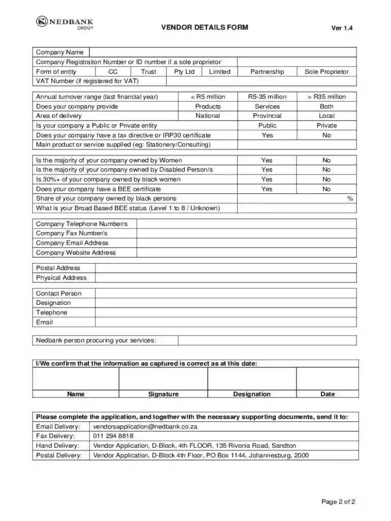 nedbank supplier registration Preview on Page 1