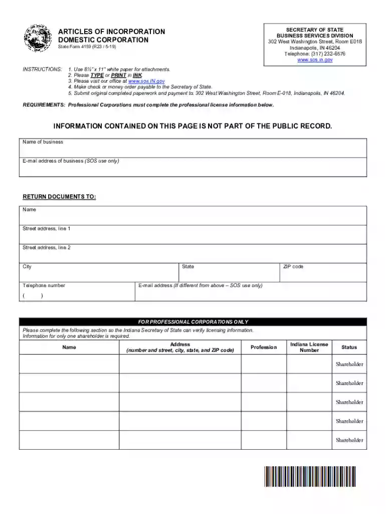 ARTICLES OF INCORPORATION DOMESTIC CORPORATION Preview on Page 1