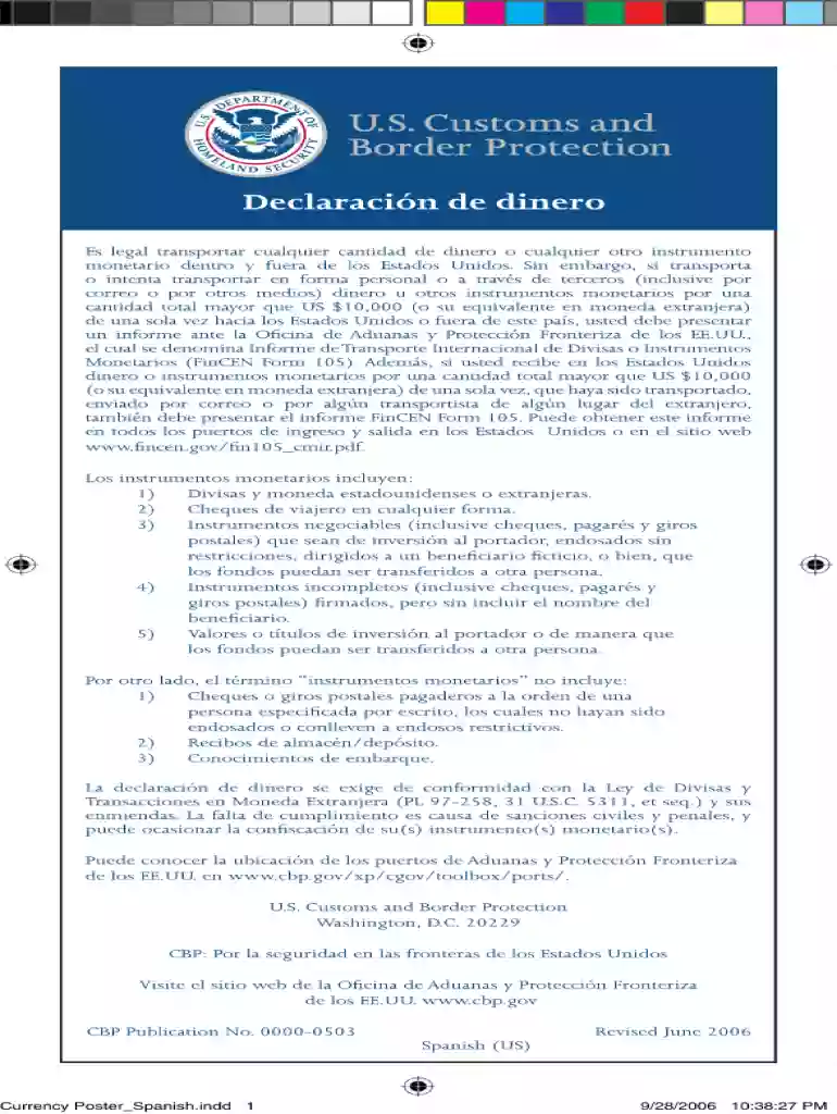 formulario fincen 105 Preview on Page 1
