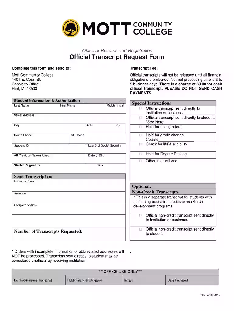 mott community college request Preview on Page 1