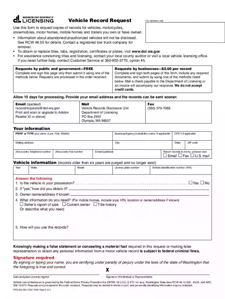 driving record wa Preview on Page 1