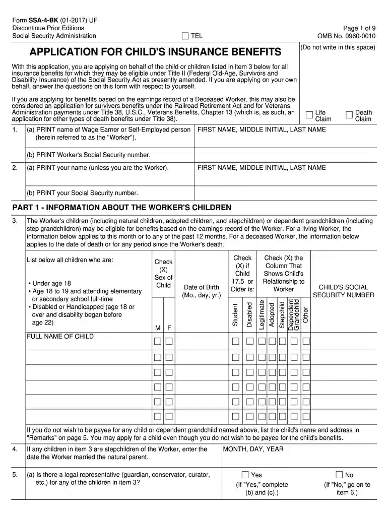 social security form ssa 4 Preview on Page 1