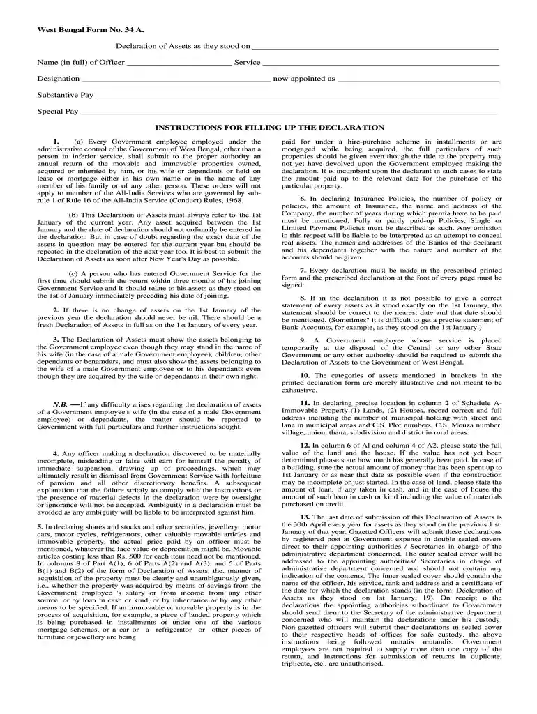 asset declaration form pdf Preview on Page 1