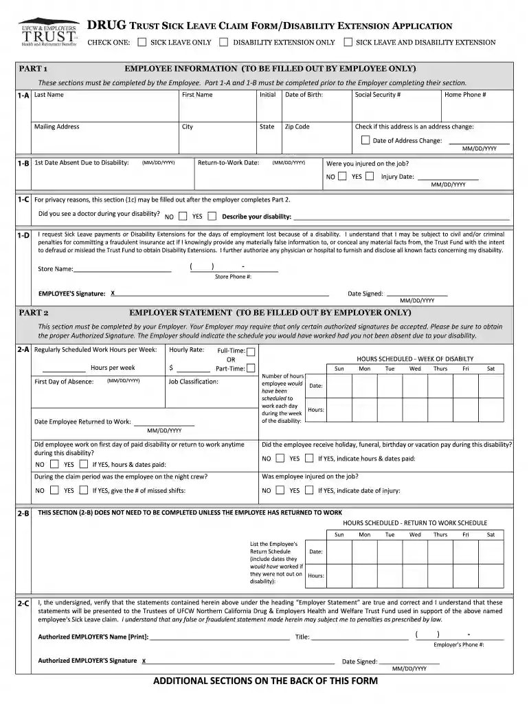 ufcw sick leave form Preview on Page 1
