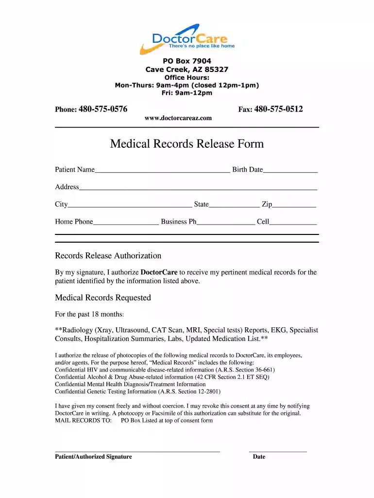 doctor release form Preview on Page 1