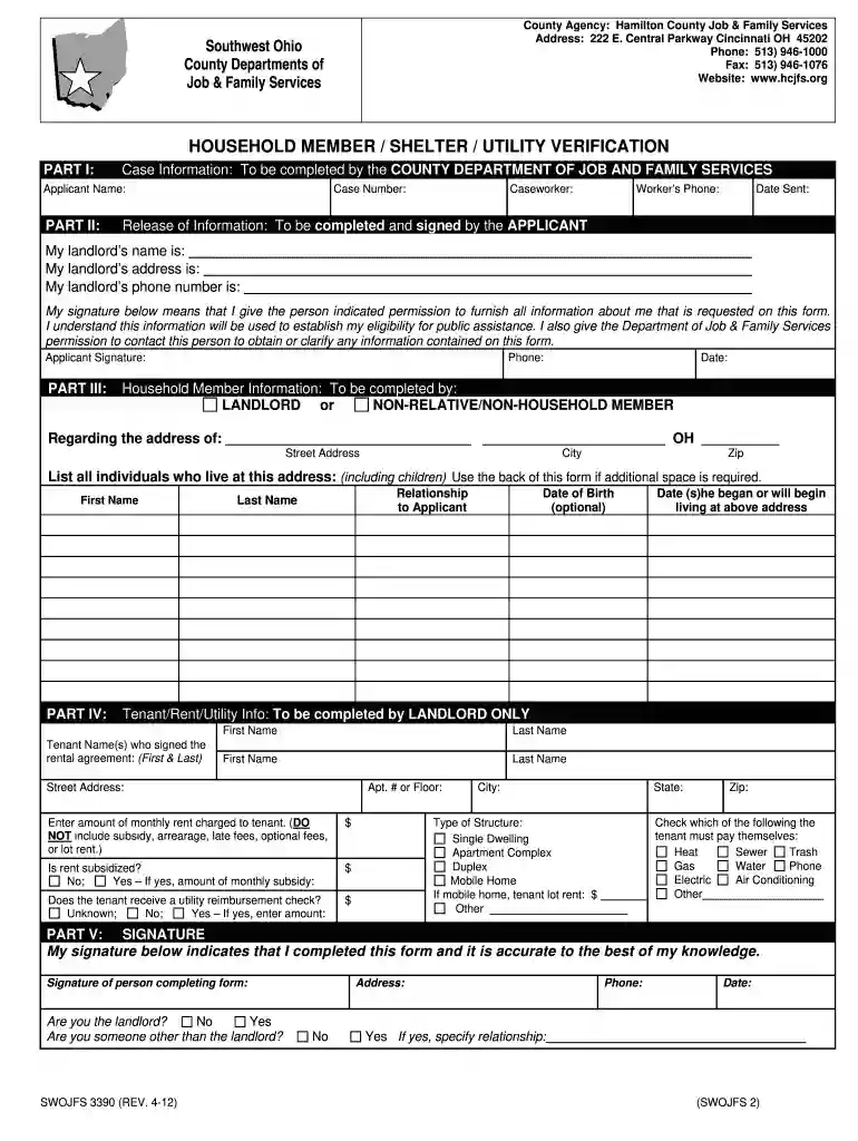 household verification form ohio Preview on Page 1