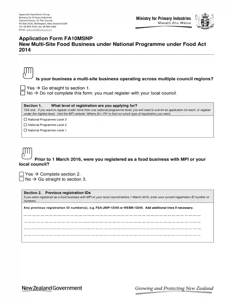 Application Form FA10MSNP Preview on Page 1