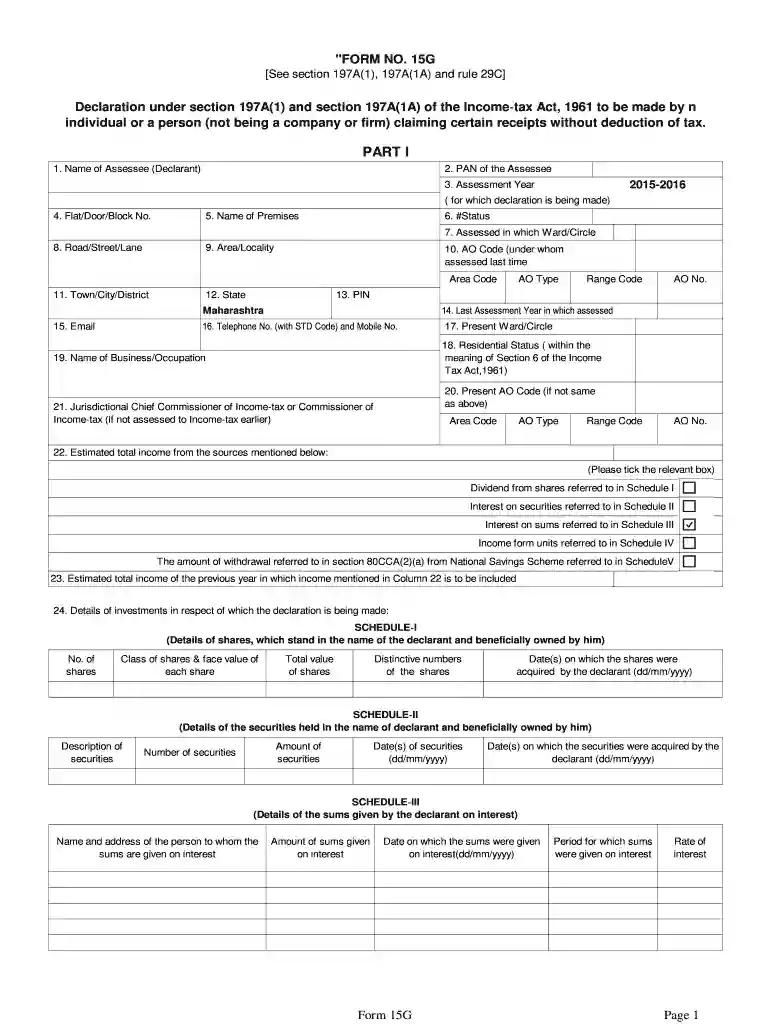 form 15g download in word format Preview on Page 1