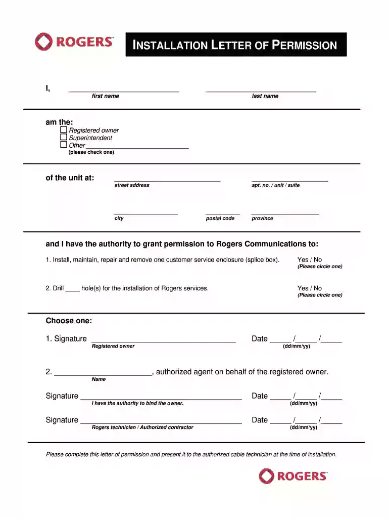 rogers letter of permission Preview on Page 1
