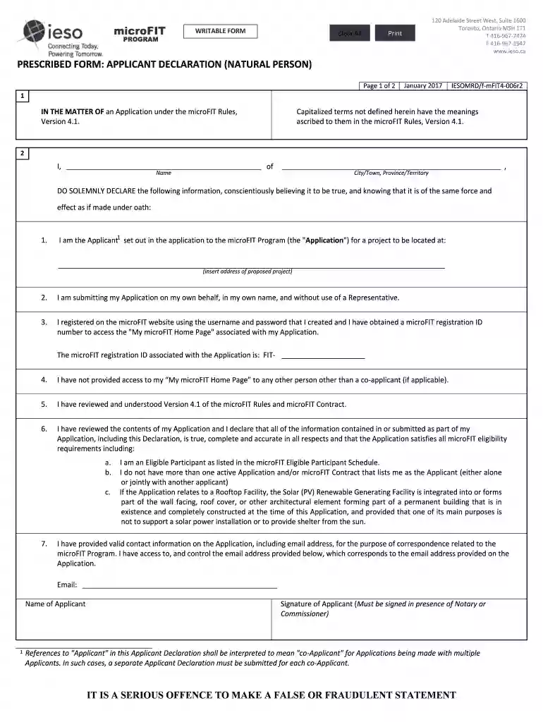 INSTRUCTIONS: APPLICANT DECLARATION (NATURAL PERSON) Preview on Page 1