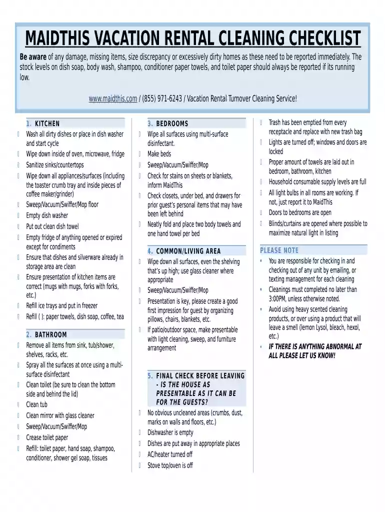 vacation home cleaning Preview on Page 1