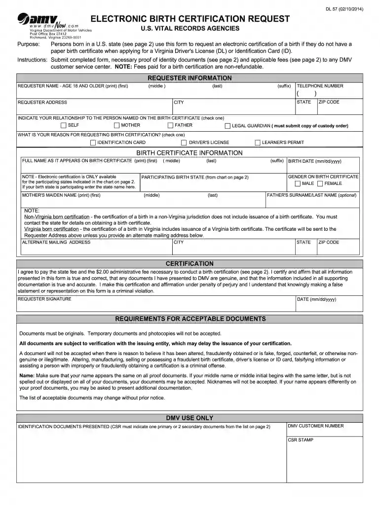 va birth certificate form Preview on Page 1
