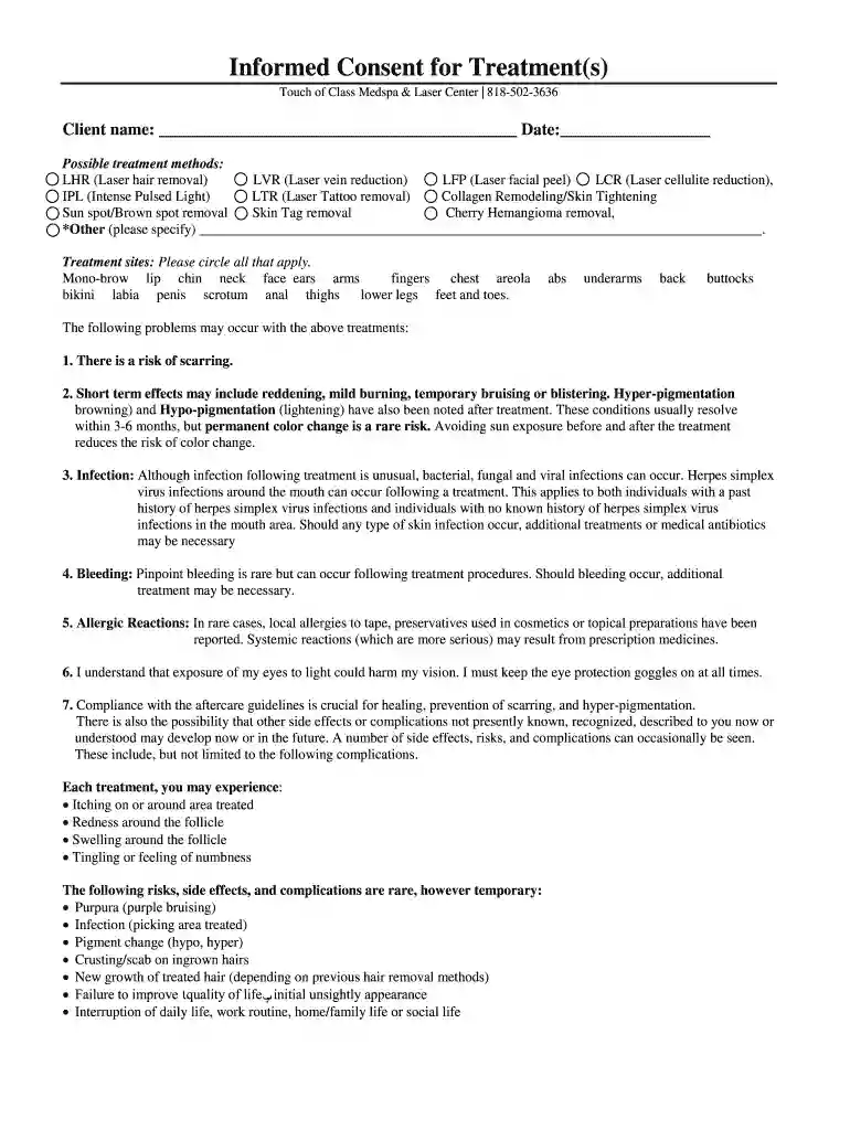 skin tag removal consent form Preview on Page 1