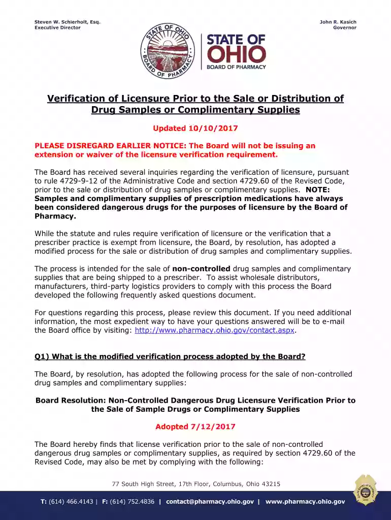 Verification of Licensure Prior to the Sale or Distribution of Preview on Page 1