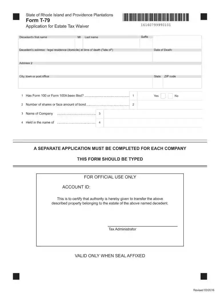 rhode island 79 waiver providence form Preview on Page 1