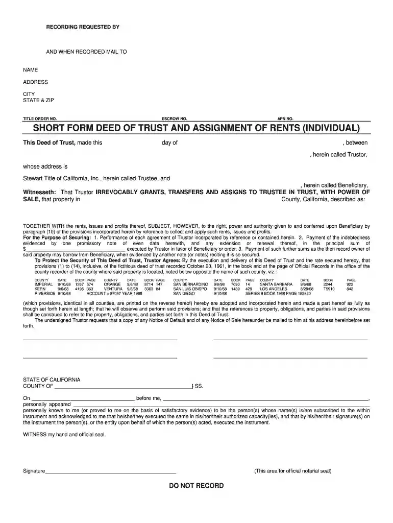 short form deed of trust california pdf Preview on Page 1