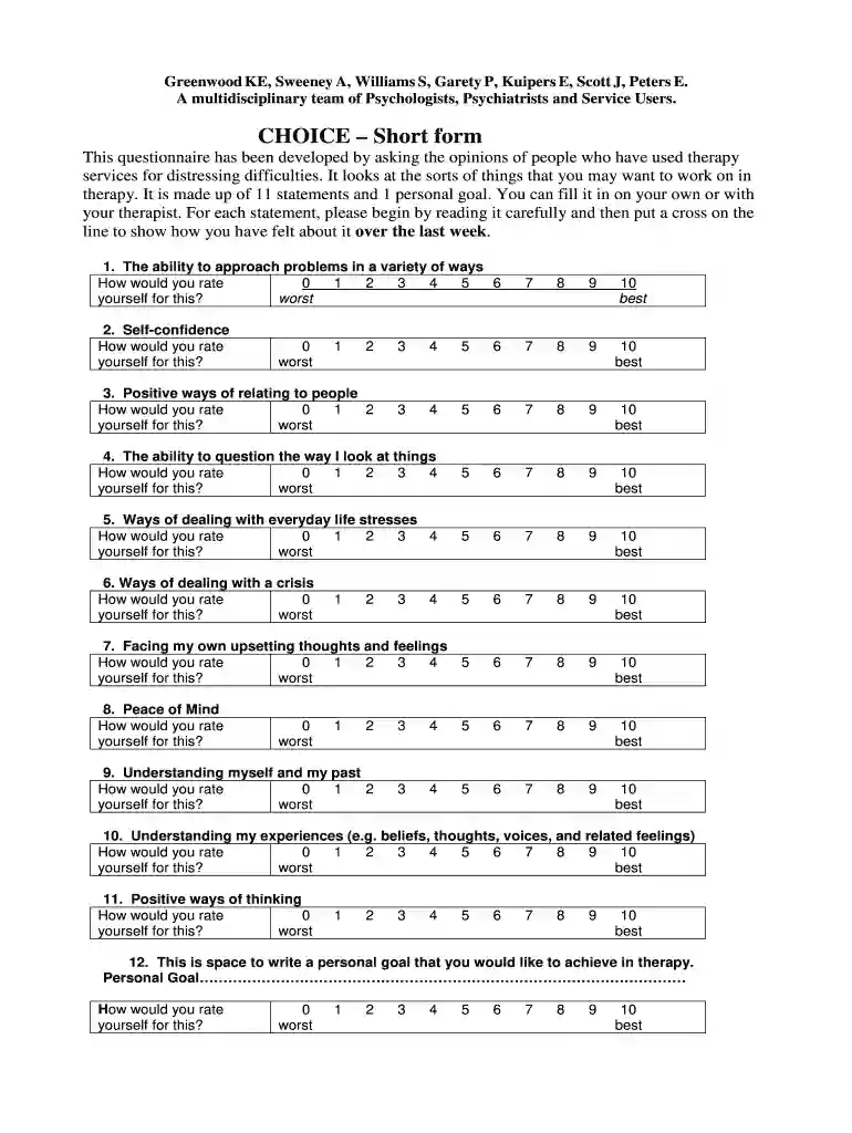 print choice psychosis form Preview on Page 1