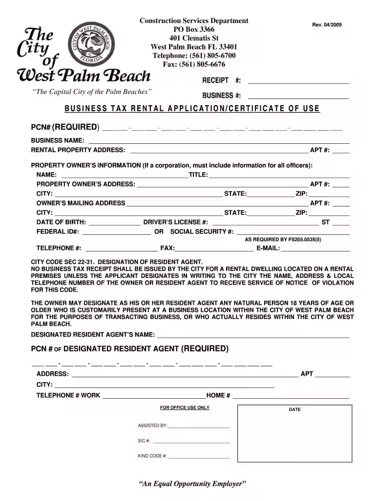 city of west palm beach business tax receipt Preview on Page 1