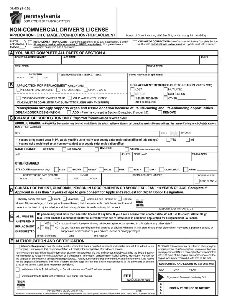dl 80 form Preview on Page 1