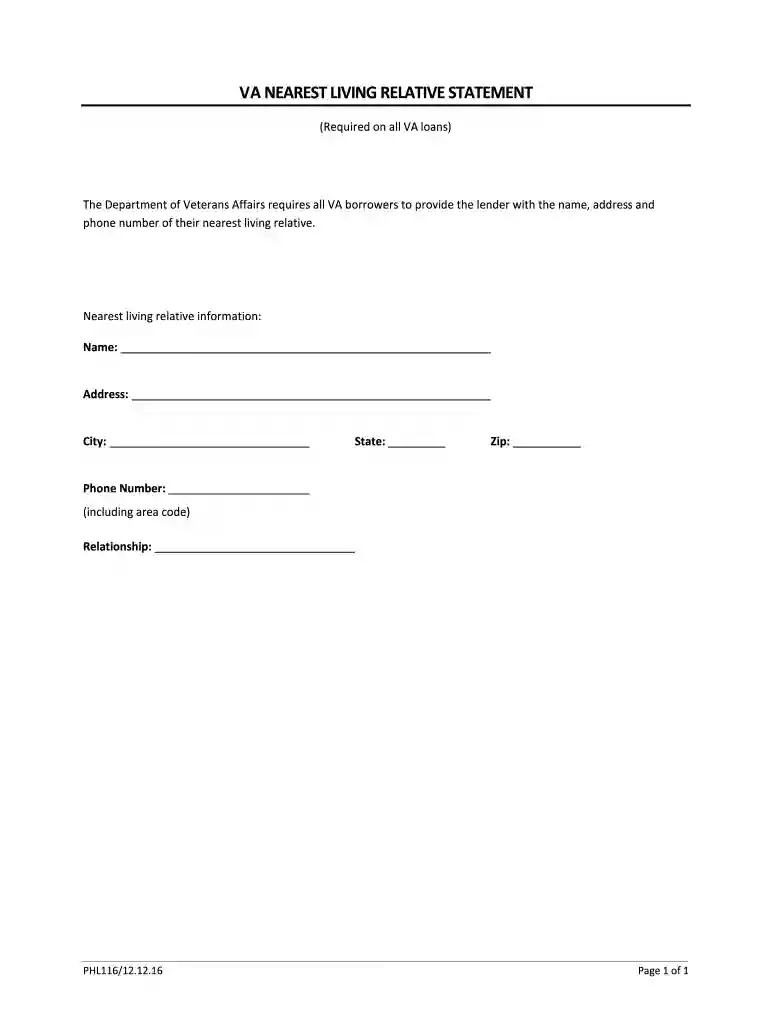 va nearest living relative form Preview on Page 1