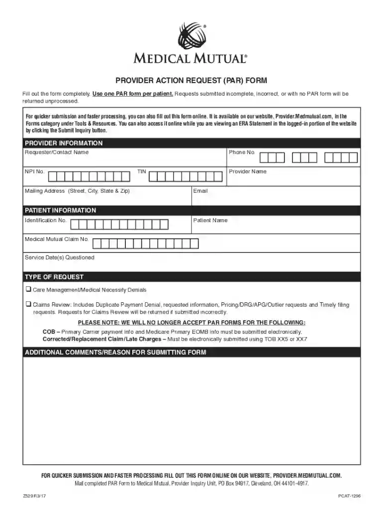 medical mutual par form Preview on Page 1