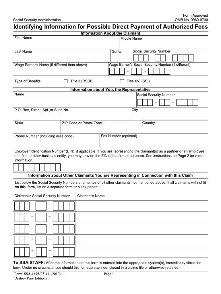 ssa 1695 Preview on Page 1