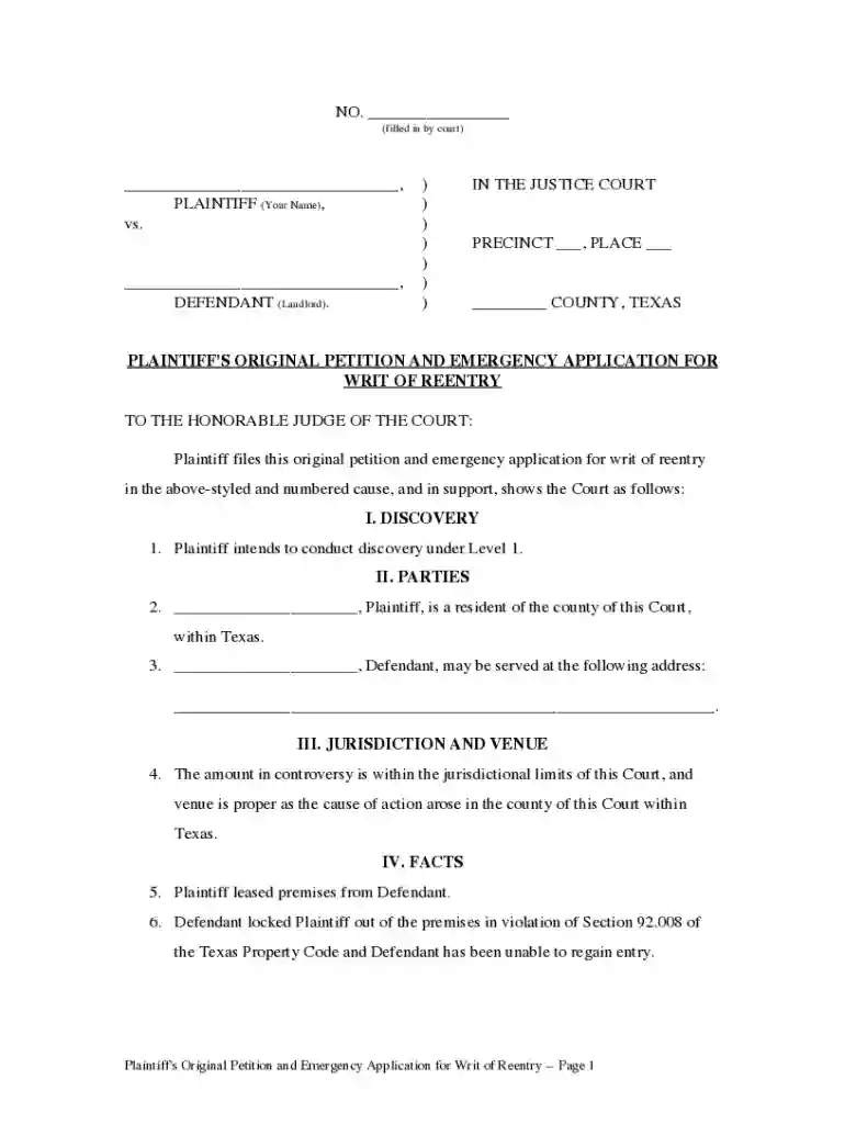 texas plaintiffs original petition Preview on Page 1