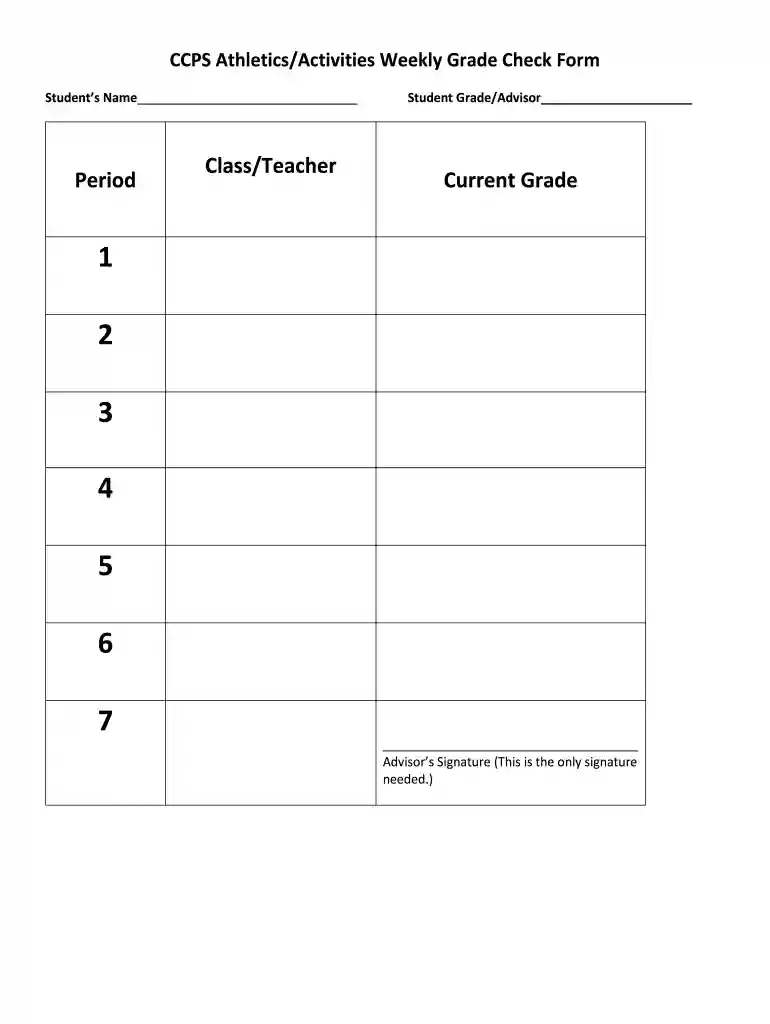 grade check form Preview on Page 1