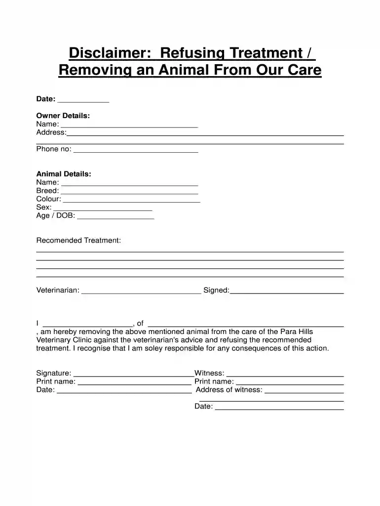 refusal form Preview on Page 1