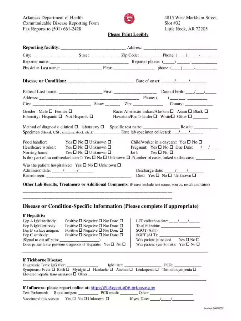 communicable disease reporting form Preview on Page 1