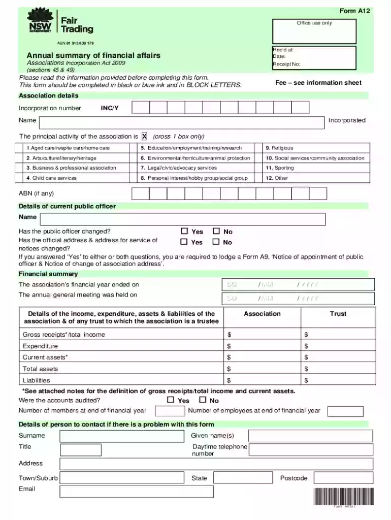 a12 form Preview on Page 1