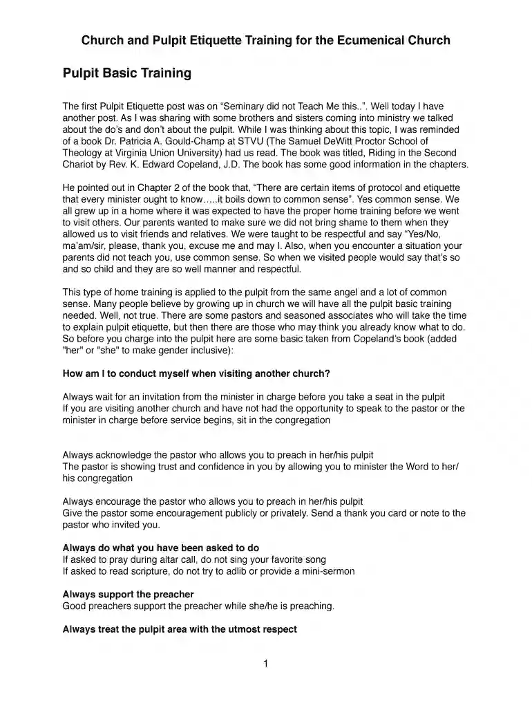 pulpit etiquette pdf Preview on Page 1
