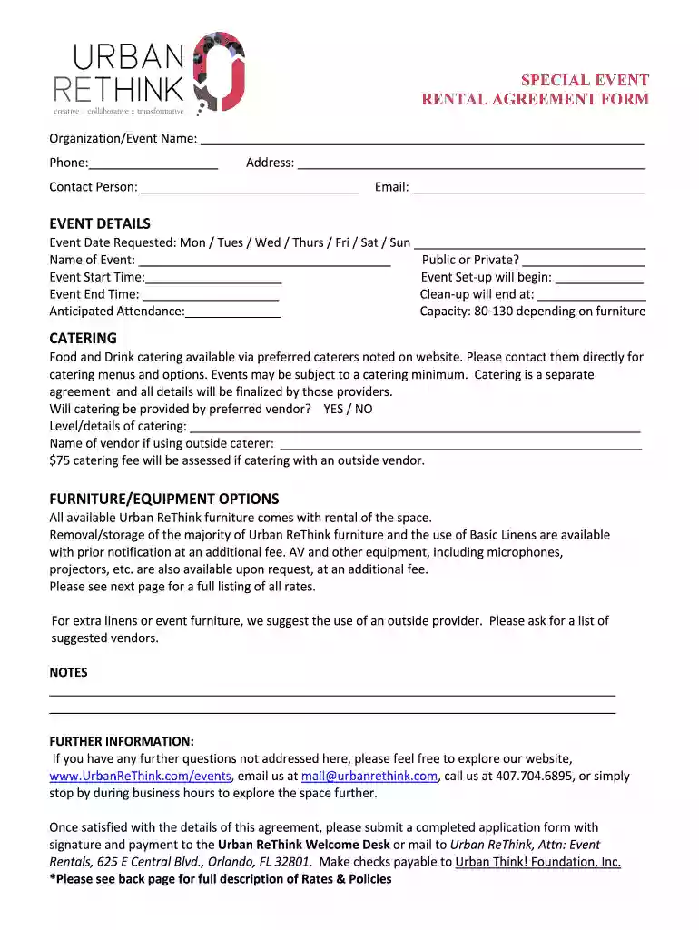 event rental contract Preview on Page 1
