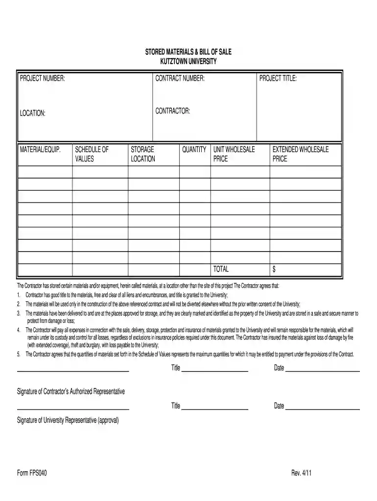 affidavit and bill of sale for stored materials Preview on Page 1