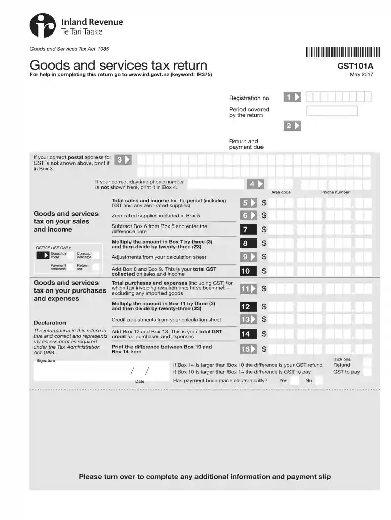 gst 101a form Preview on Page 1